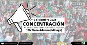 Concentración organizada por la Asociación de Amigos del Pueblo Saharaui (AMAPS), entidad miembro de la Plataforma Málaga Solidaria, para conocer cuál es la situación del pueblo Saharaui y la defensa de los derechos humanos en el Sáhara Occidental.