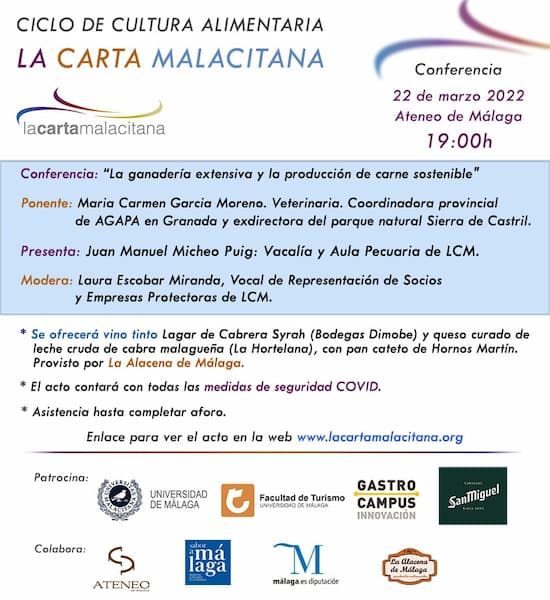 Como ponente: María Carmen García Moreno. Veterinaria. Coordinadora provincial de AGAPA en Granada y exdirectora del parque natural Sierra de Castril.
