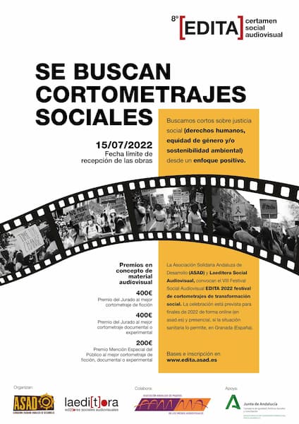 se buscan cortometrajes sociales, asad, la editora, sumar para multiplicar,