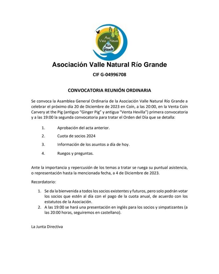 REUNIÓN VALLE NATURAL RÍO GRANDE